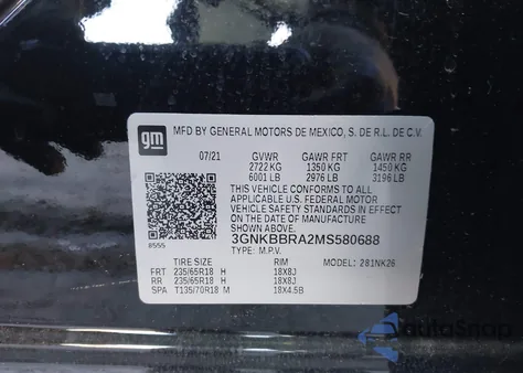 2021 Chevrolet Blazer Fwd 1Lt z USA, uszkodzony, nr VIN 3GNKBBRA2MS580688